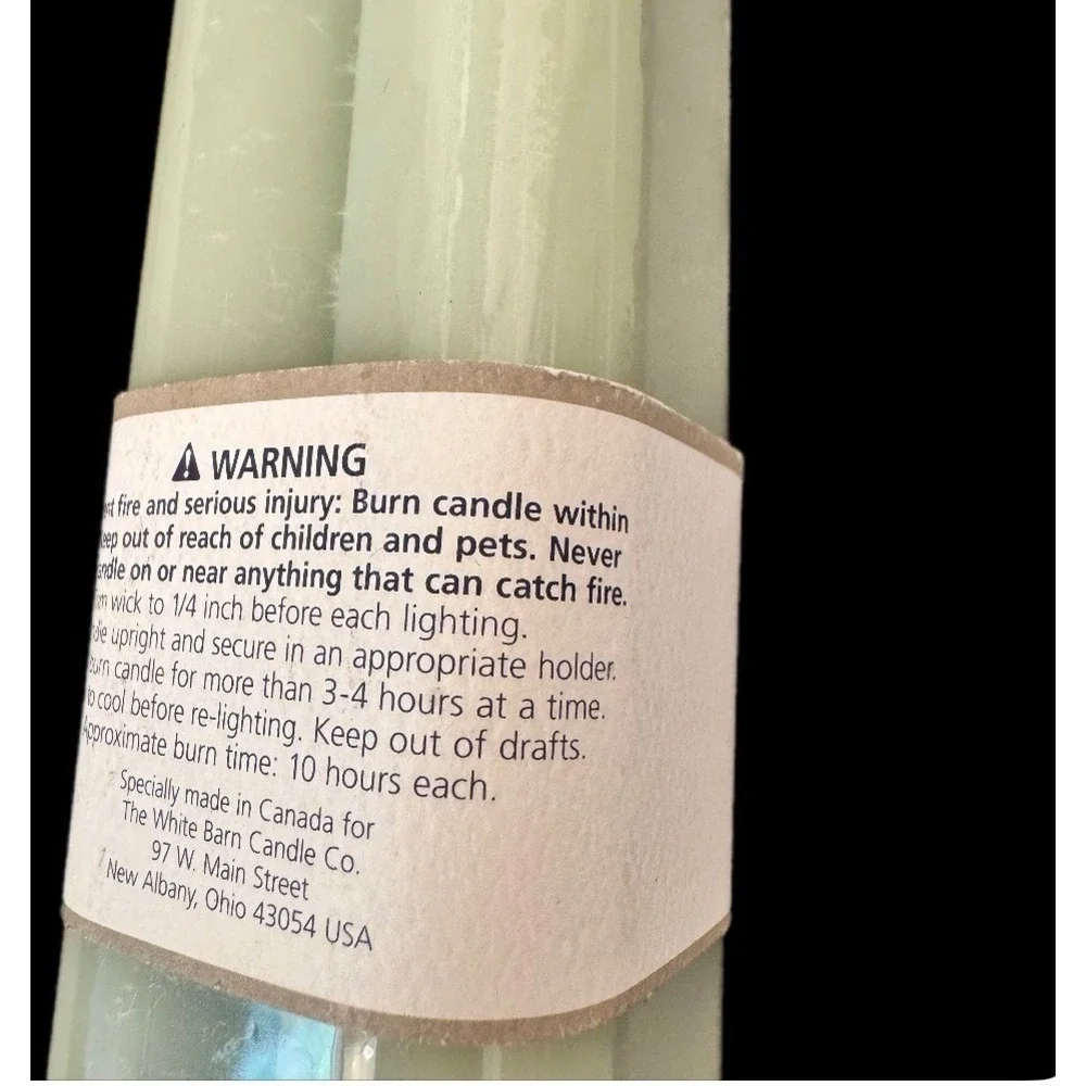 White Barn Taper Candles Unisex 10in Celadon Green Unscented Decor 4 Pack‎